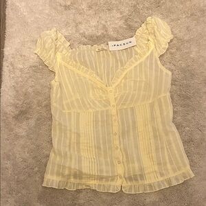 PacSun Light Yellow Ruffle Blouse